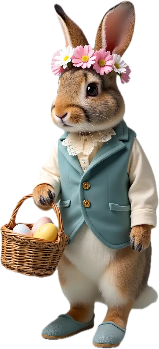 The Easter Bunny carrying a basket